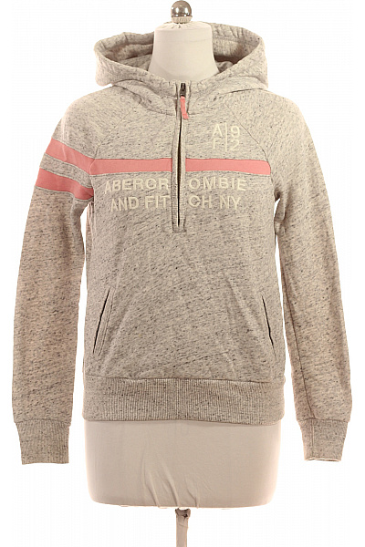 Abercrombie&Fitch Dámská bavlněná šedá melírovaná pruhovaná mikina s kapucí a výšivkou Vel. m | Abercrombie&Fitch | obrázek 2