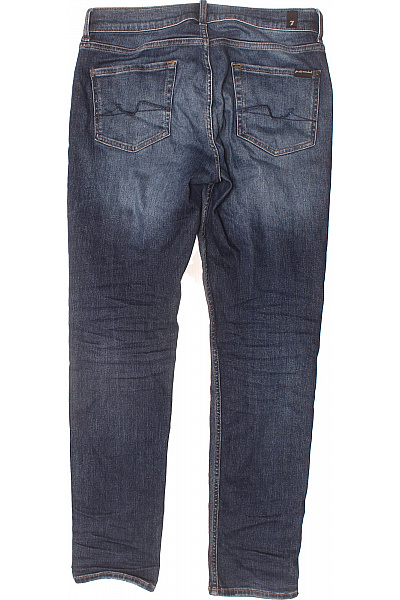 Džíny Slim Tapered tmavě modré seprané strečové s kapsami Vel. 32 | Unimoda | obrázek 2