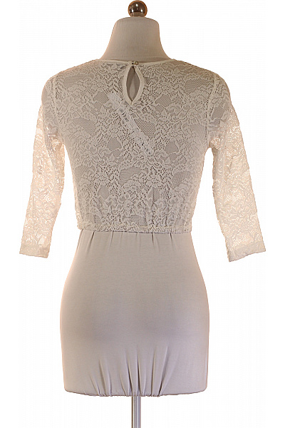 Stockerpoint Dámské tričko bílé krajkové s tříčtvrtečním rukávem crop top Vel. 34 | Stockerpoint | obrázek 2