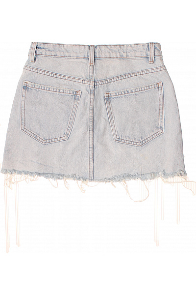 ZARA Krátká džínové sukně světle modrá s třásněmi áčková letní Velikost S | ZARA | obrázek 2