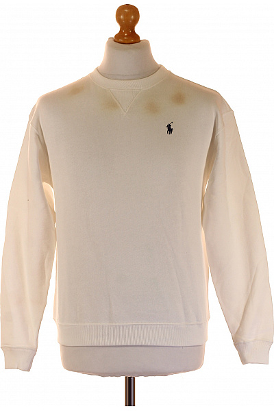 Ralph Lauren Bavlněná Bílá Mikina Crewneck Bez Kapuce S Dlouhým Rukávem Jednobarevná Velikost Xs