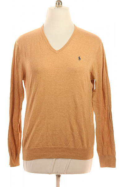 Ralph Lauren Pánský oranžový pulovr s výstřihem do V lehký basic Velikost L | Ralph Lauren | obrázek 2
