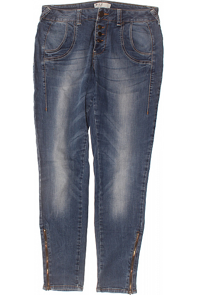 PULZ JEANS Dámské Bavlněné Modré Džíny úzké Seprané Na Knoflíky Se Zipy Velikost 28/32