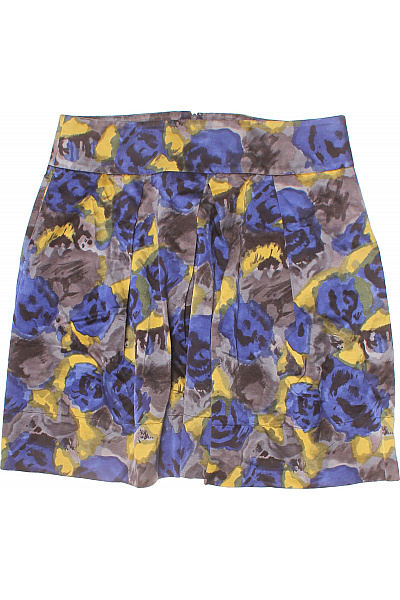 Hobbs Dámská bavlněná krátká vzorovaná modrá žlutá áčková sukně Velikost 14 | Hobbs | obrázek 2
