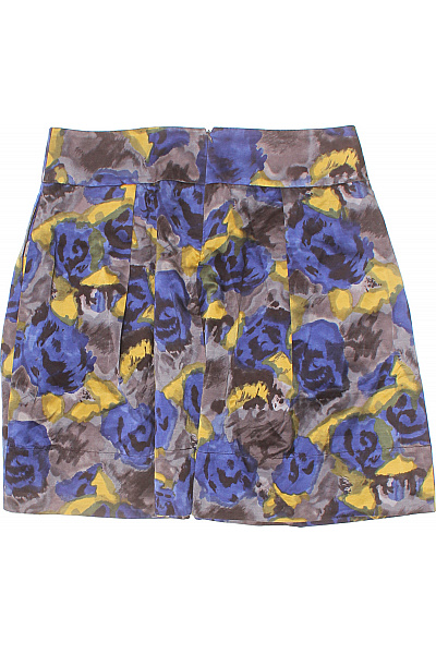 Hobbs Dámská bavlněná krátká vzorovaná modrá žlutá áčková sukně Velikost 14 | Hobbs | obrázek 3