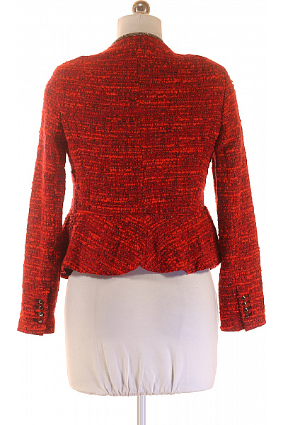 ZARA Červené tvídové sako peplum zdobené korálky elegantní vypasované Velikost L | ZARA | obrázek 2