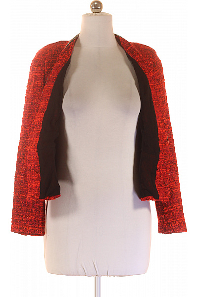 ZARA Červené tvídové sako peplum zdobené korálky elegantní vypasované Velikost L | ZARA | obrázek 3