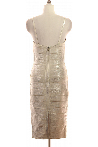 HERVE LEGER Třpytivé béžové upnuté šaty na ramínka koktejlové mini Velikost M | HERVE LEGER | obrázek 3