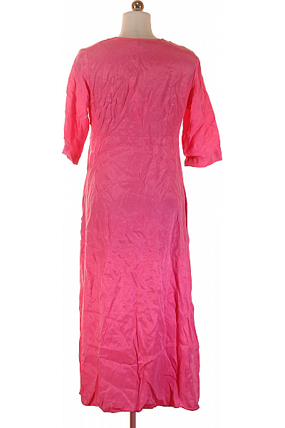 CINQUE Růžové Lyocellové Letní Maxi Šaty V-výstřih Uzlování Volné Jednobarevné Plážové Vel. 34 | CINQUE | obrázek 2