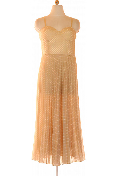 Rinascimento Béžové Puntíkované Letní Maxi šaty S Korzetem A Plisovanou Sukní Velikost Xl