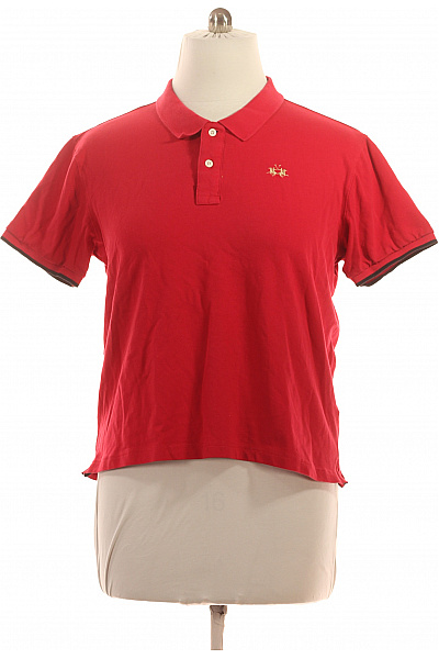 La Martina Pánské červené Polo Tričko S Krátkým Rukávem A Výšivkou Vel. XL