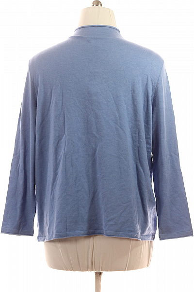 FRANK WALDER Dámský modrý pulovr s dlouhým rukávem a stojáčkem basic Velikost 50 | FRANK WALDER | obrázek 2