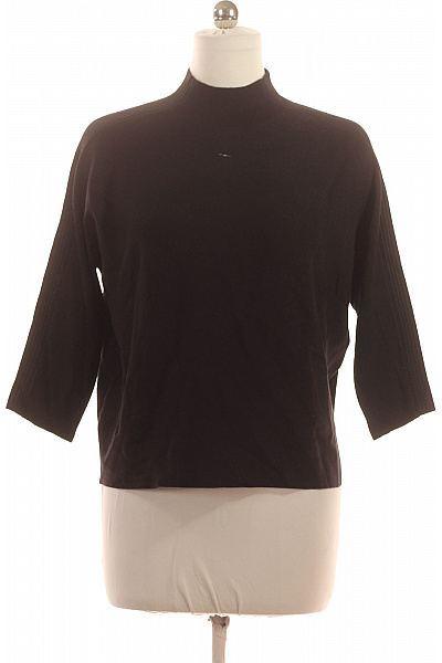 COMMA Dámský černý Viskózový Pulovr žebrovaný Crop Elegantní Rolákový Velikost 42