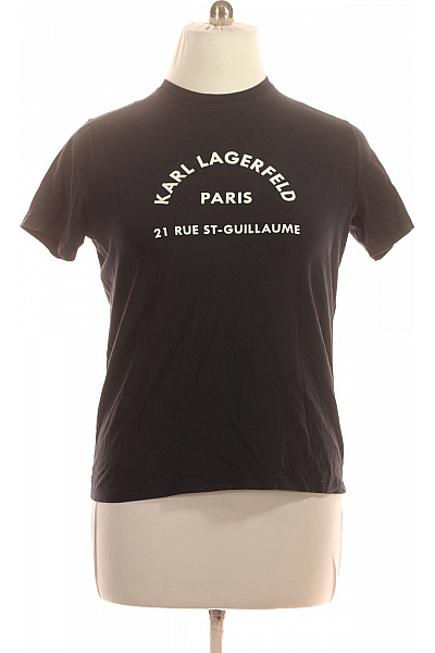 Karl Lagerfeld Dámské černé tričko s krátkým rukávem a nápisem basic styl Velikost L | Karl Lagerfeld | obrázek 2