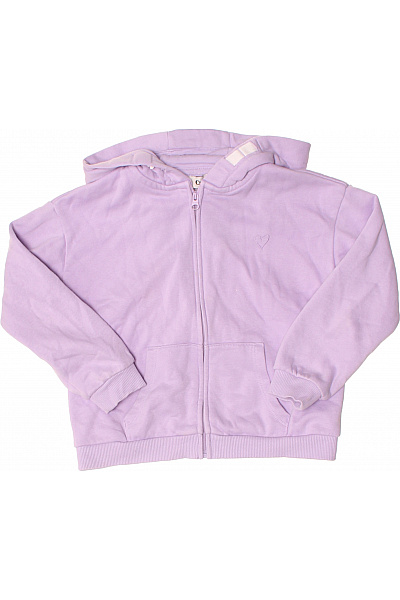 Canda Dívčí Fialová Mikina Na Zip S Kapucí Srdce Vel. 116