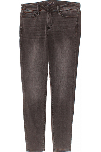 Abercrombie&Fitch Dámské Tmavě šedé Skinny Džíny Strečové Seprané Vel. 26
