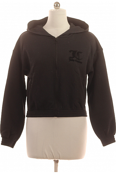 Juicy Couture Dámská Bavlněná černá Mikina S Kapucí Crop Streetwear Na Zip Velikost M
