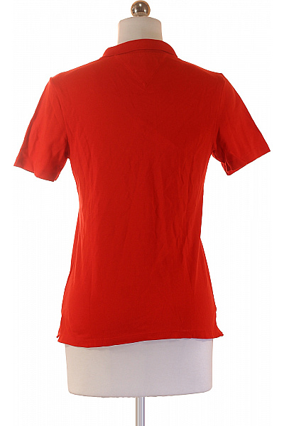 TOMMY HILFIGER Dámské bavlněné červené polo tričko krátký rukáv jednobarevné basic Velikost M | TOMMY HILFIGER | obrázek 3