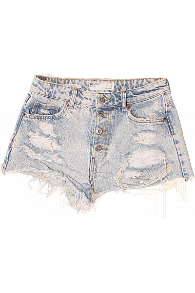 ZARA Dámské Džínové Kraťasy S Vysokým Pasem Mini Vintage Roztrhané Velikost 36