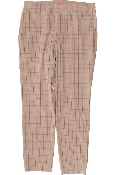 TOM TAILOR Dámské polyesterové béžové kostkované rovné kalhoty s gumou v pase Velikost L | TOM TAILOR | obrázek 2