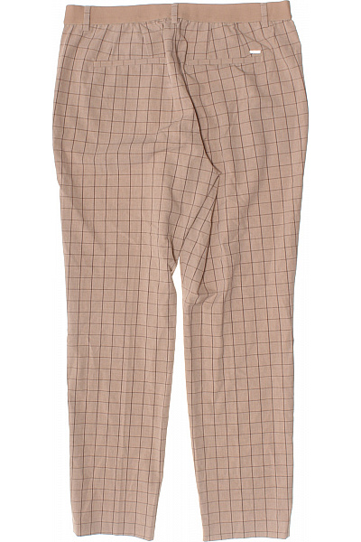 TOM TAILOR Dámské polyesterové béžové kostkované rovné kalhoty s gumou v pase Velikost L | TOM TAILOR | obrázek 3