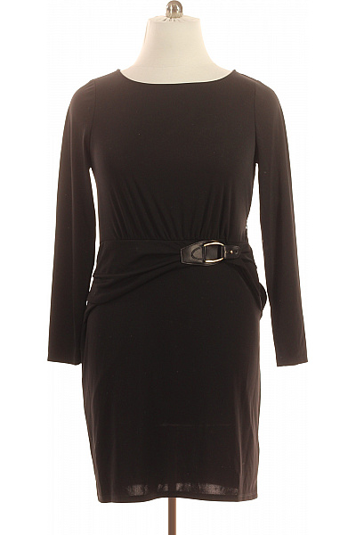 Ralph Lauren Černé šaty S Dlouhým Rukávem A Páskem Velikost 44