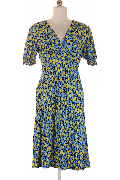 Dámské šaty s krátkým rukávem modré květované letní Vel. S | Unimoda | obrázek 2