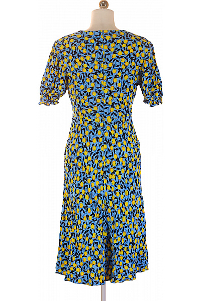 Dámské šaty s krátkým rukávem modré květované letní Vel. S | Unimoda | obrázek 3