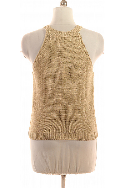 oui Dámská béžová pletená halenka bez rukávů letní crop úpletová Vel. S | oui | obrázek 2