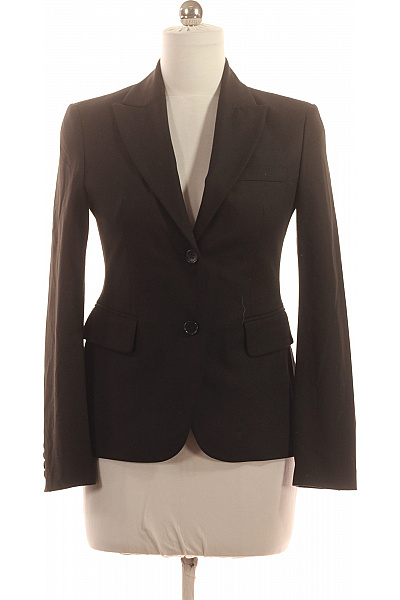 BENETTON Polyesterové černé vypasované společenské sako elegantní jednořadé Velikost 42 | BENETTON | obrázek 2