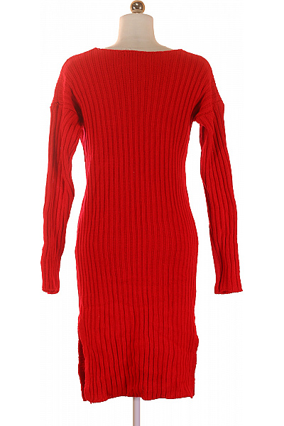 ZAUBERSTERN Červené dámské pletené žebrované svetrové šaty s dlouhým rukávem Velikost S | ZAUBERSTERN | obrázek 3
