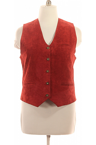 Hammerschmid Dámská Kožená červená Semišová Krátká Vesta Elegantní Velikost 44