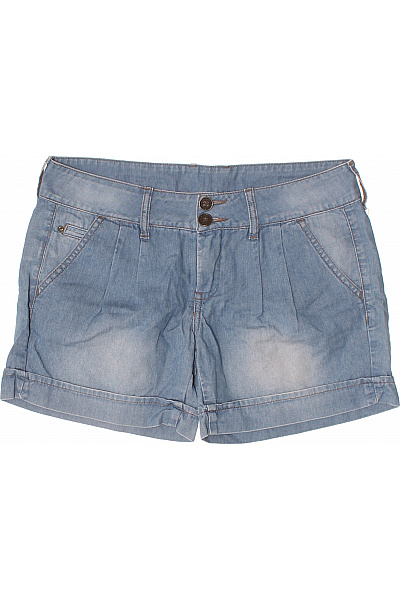 MANGO Dámské modré riflové kraťasy s vysokým pasem a ohrnutými nohavicemi Velikost 36 | MANGO | obrázek 2