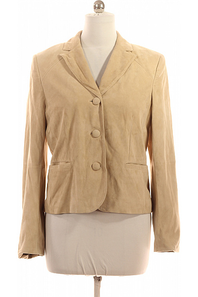 ANN TAYLOR Dámské kožené sako béžové vypasované elegantní business jednořadé na běžné nošení Vel. 12 | ANN TAYLOR | obrázek 2