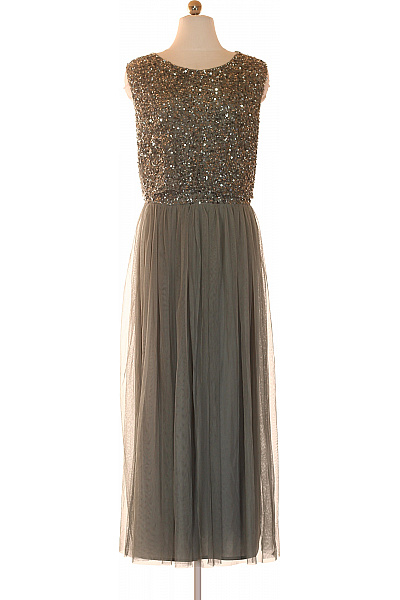 MAYA  Deluxe  Dlouhé Společenské šaty S Flitry A Tylovou Sukní Vel. 52