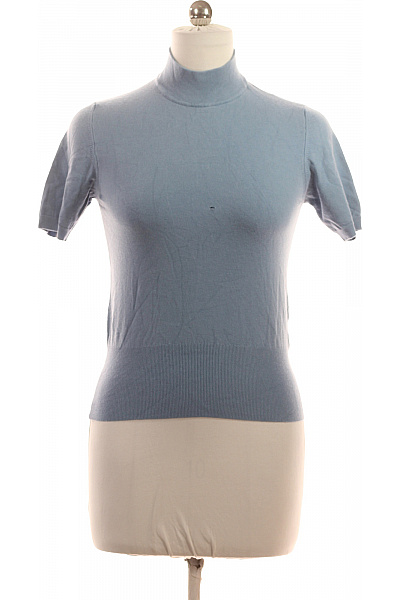 Rinascimento Dámský Modrý žebrovaný Rolák Krátký Rukáv Tenký Vel. M/l