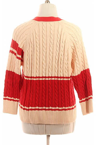 GANT Dámský pletený kardigan béžový červený s copánkovým vzorem na knoflíky Velikost m | GANT | obrázek 3