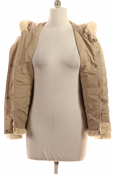 Pennyblack Dámská béžová prošívaná zimní bunda s kapucí a kožíškem Velikost 38 | Pennyblack | obrázek 3