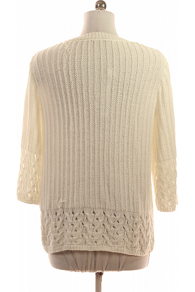 OLSEN Dámský bavlněný ažurový žebrovaný svetr bílý Velikost DE 42 | OLSEN | obrázek 2