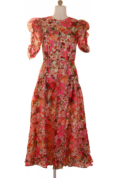 Ted Baker Dámské šaty S Krátkým Rukávem Květované Letní Midi Velikost 1