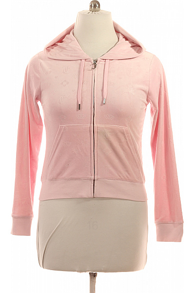 Juicy Couture Dámská Růžová Mikina S Kapucí Na Zip Streetwear Zkrácená Velikost XL