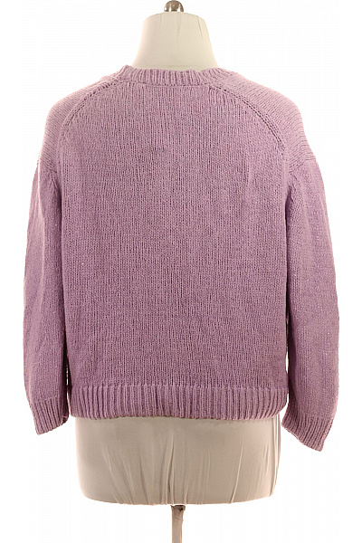 Le Comte Fialový pletený crop kardigan na knoflíky žebrovaný třpytivý jarní Velikost 48 | Le Comte | obrázek 2