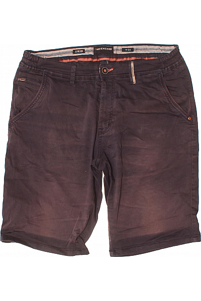 NO EXCESS Pánské Tmavě Hnědé Strečové Chino Kraťasy Ležérní S Kapsami Velikost 34