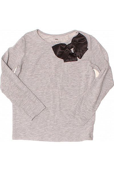 HM  Dívčí šedé tričko dlouhý rukáv mašle žebrovaný Velikost 110/116 | HM  | obrázek 2