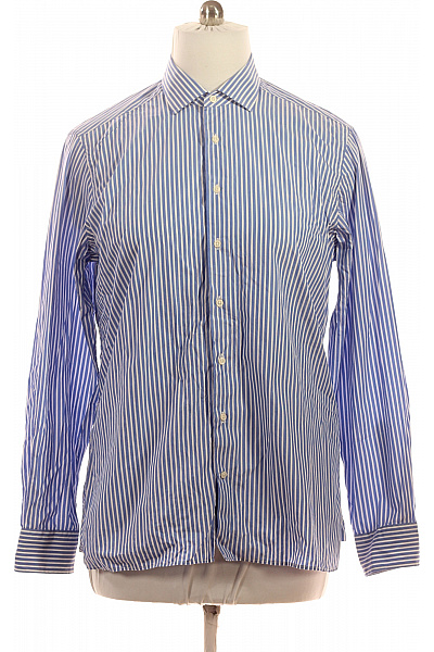 HACKETT Pánská modrá bílá pruhovaná košile s dlouhým rukávem ležérní business Velikost xl | HACKETT | obrázek 2