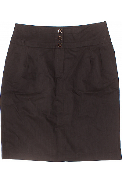 MORE & MORE Dámská Viskózová Pouzdrová Sukně Tmavě Hnědá Business Ke Kolenům S Knoflíky Velikost 38