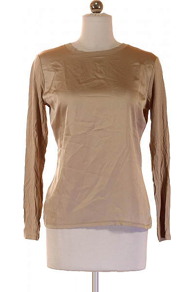 LAWRENCE GREY Dámské Polyesterové Viskózové Tričko Béžové Jednobarevné Lesklé Dlouhý Rukáv Basic S Kulatým Výstřihem Vel. 34 | LAWRENCE GREY | obrázek 2
