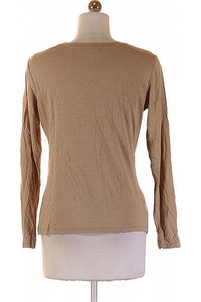 LAWRENCE GREY Dámské Polyesterové Viskózové Tričko Béžové Jednobarevné Lesklé Dlouhý Rukáv Basic S Kulatým Výstřihem Vel. 34 | LAWRENCE GREY | obrázek 3