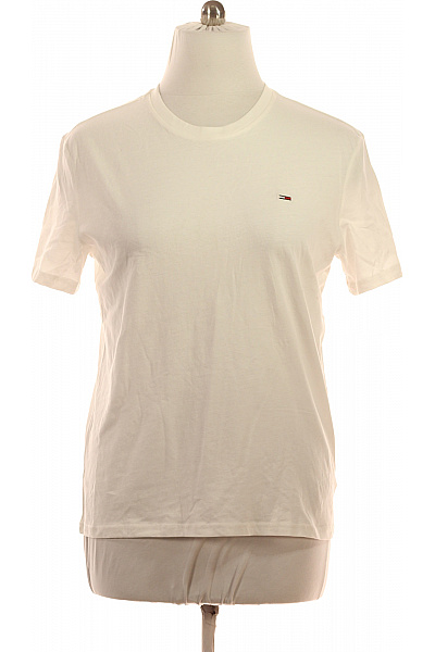 TOMMY HILFIGER Pánské Bílé Tričko S Krátkým Rukávem A Kulatým Výstřihem Basic Vel. Xl