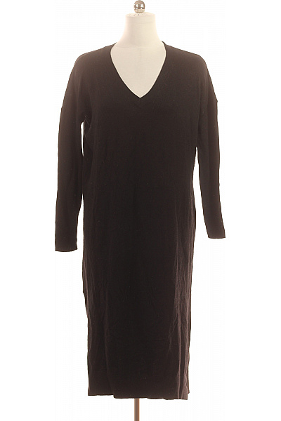 Černé pletené midi šaty dlouhý rukáv jednoduché volné Velikost XL | Unimoda | obrázek 2